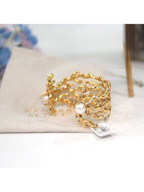 Kendra Scott Shea Pearl Coral Large Cuff Statement Bracelet NWT